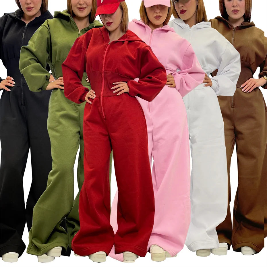 5 Bulk Items Wholesale Lots Rompers Womens Jumpsuits Long Sleeve Hooded Slim Solid Casual Y2k Clothing Street K16131