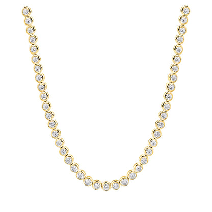 2/3mm Bezel Set Moissanite Tennis Necklace For Women Lab Diamond GRA Certified S925 Silver 18K Gold Plated Bubble Chain Jewelry