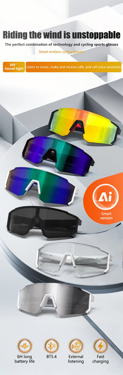 Smart Glasses Cycling Sport 100+ Online Language AI Automatic Dialogue Translation Bluetooth Glasses With Speaker UV Protection