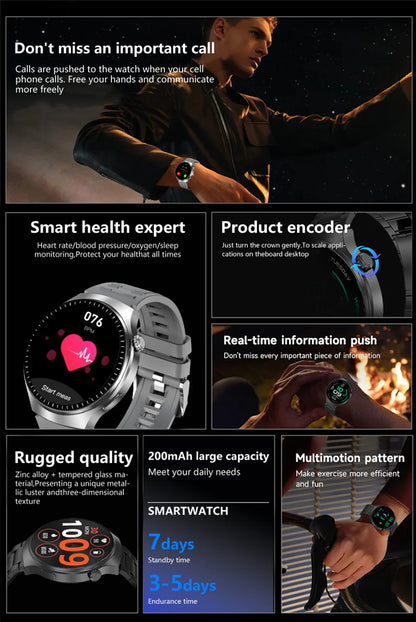 LAXASFIT 1.52" HD Smart Watch Game Dial Dynamic Dial Bluetooth Call Voice Assistant Fitness Tracker Wireless Charging