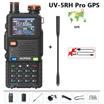 Baofeng UV-5RH Pro GPS Walkie Talkie 10W High Capacity Type-C Charger Falling Alarm NOAA Weather Channel 640CH Upgrade of UV-5RM
