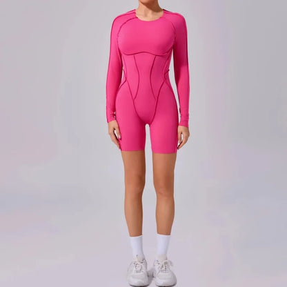 Yoga Sports Fitness Jumpsuits Sets Pants Women's Hip-lifting One-piece Open Back Long-sleeved Outdoors Workout Gym Yoga Bodysuit