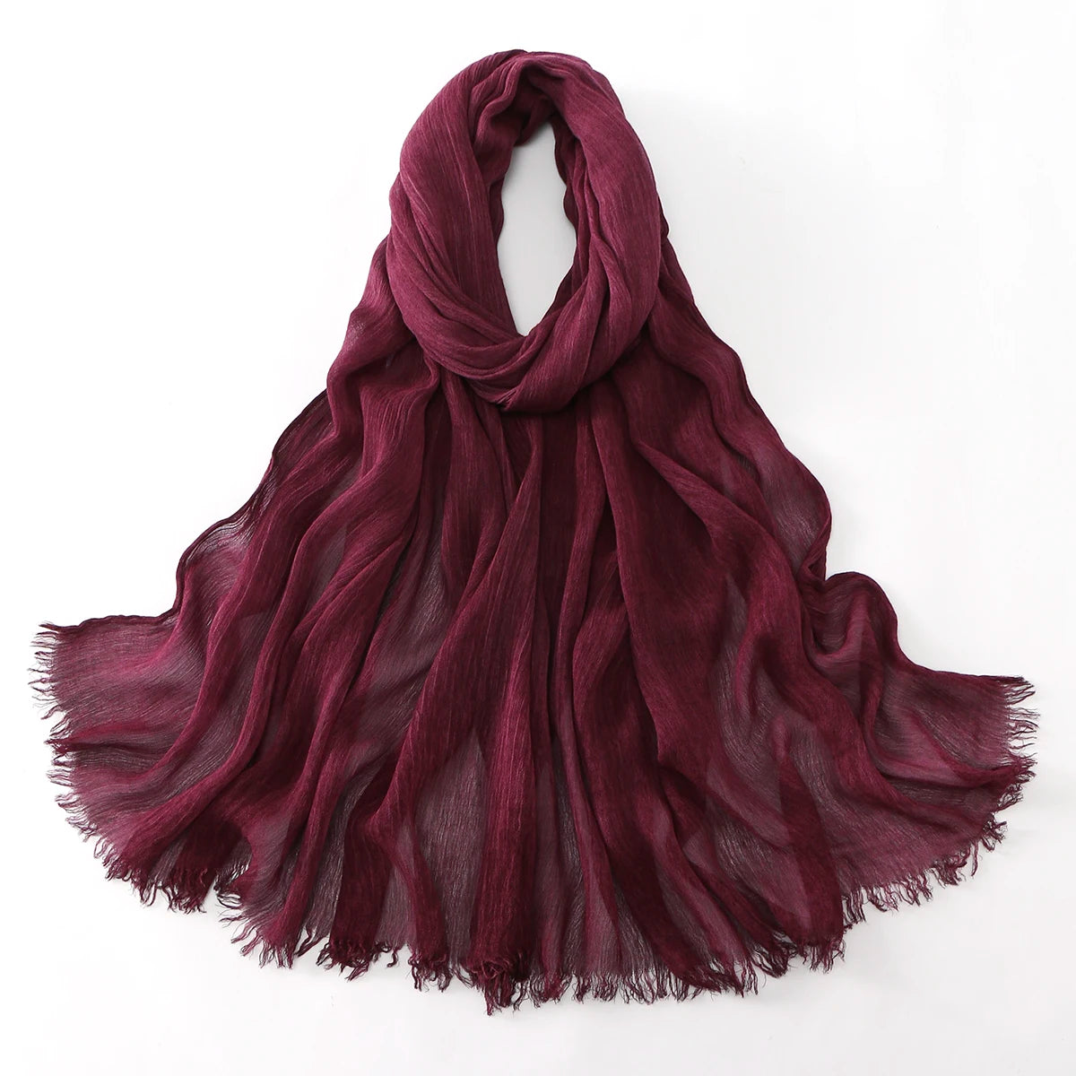 Women Crinkle Modal Rayon Hijab Muslim Scarf Shawls Solid Color Headband Femme Breathable Headwrap Turban Ramanda 180*70cm