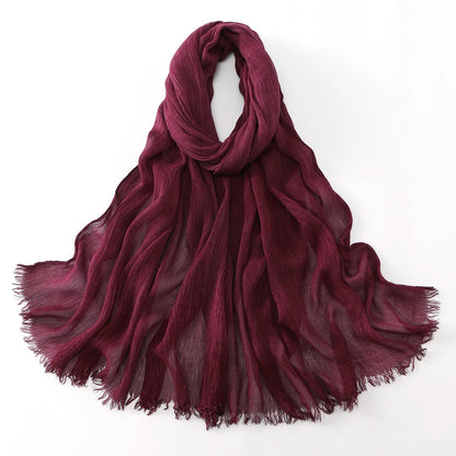 Women Crinkle Modal Rayon Hijab Muslim Scarf Shawls Solid Color Headband Femme Breathable Headwrap Turban Ramanda 180*70cm