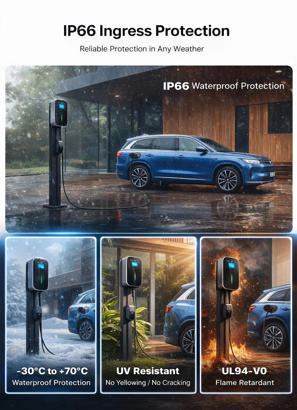 32A 3 Phase OCPP 1.6J Wallbox 22kW EV Wall Charger EV Charging Station with RFID Card