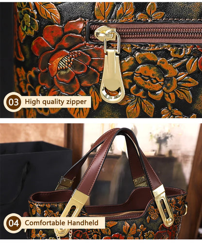 2025 New Retro Luxury Large Capacity Handbag Women's Shoulder Crossbody Bag for Middle-Aged Ladies Mom Bag Elegant Style
