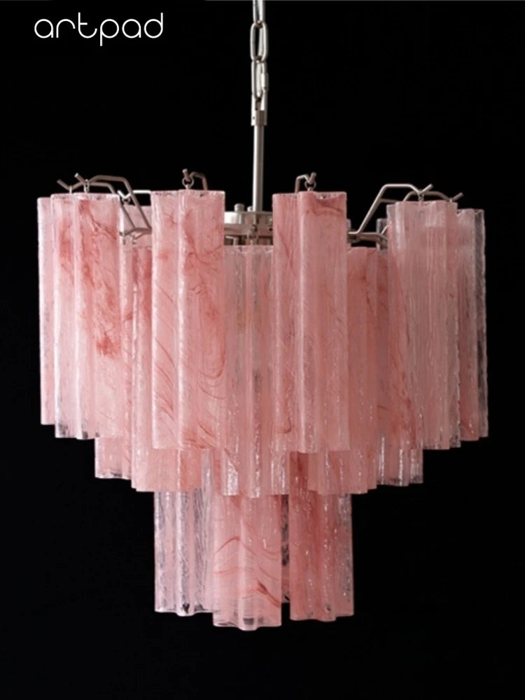 Designer Murano Ceiling Chandeliers Pink Colorful Glass LED Hanging Pendant Lights for Living Dining Room Bar Villa Art Lighting