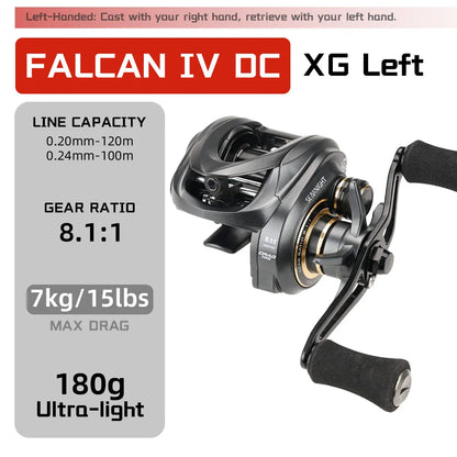 SeaKnight Brand FALCAN IV DC 8.1:1 Series Baitcasting 10+1BB Carbon Fiber Drag System 7kg/15lbs Brass Gear Power Fishing Reel