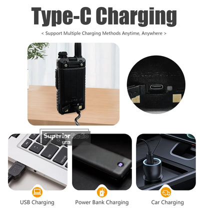 2/4PCS Baofeng UV-5RM 10W Walkie Talkie  Wireless Copy Frequency  Long Rang Type-C Charge Long Range FM Flashlight Two Way Radio