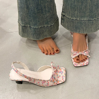 Women's Sandals Bow Elegant Fashion Shoes 2026 New Summer High Heels Slides Luxury Trend Open Toe Women Sandals Mujer Zapatos