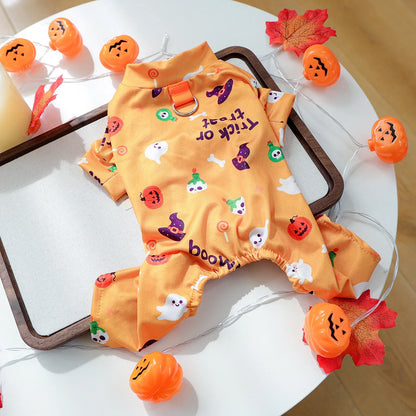 Girl Halloween Pajamas Apparel For Small Dogs Chest Closed Pet Indoor Home Wear Clothes Overall Tracksuit Chihuahua Yorkshire