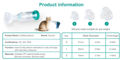 Cat Aerosol Chamber Pet Dog Portable Inhaler Spacer With Breathing Indicator Silicone Mask For Veterinary Equipment Vet Clinic