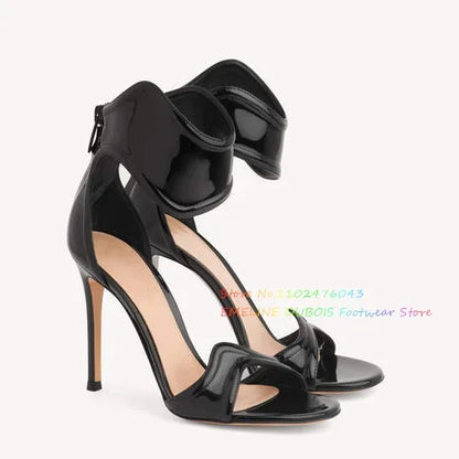 Mirror Gold High Heel Sandals Women Sexy Oepn Toe Cut Out Back Zippers Luxury Elegant Roman Shoes Summer New Ladies Shoes