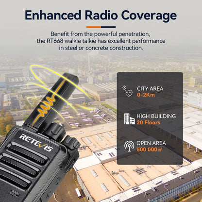 Retevis RT668 Walkie Talkies Long Rang 10PCS Rugged PMR Radio VOX 2 Way Radio for Hotel Restaurant Communication Equipment
