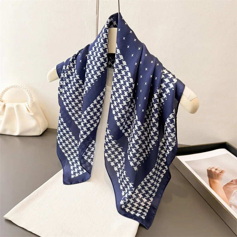 2025 New Paisley Print Silk Scarf for Women Square Hijab Soft Neck Tie Female Fashion Decoration Silk Headscarf 70*70cm Kerchief