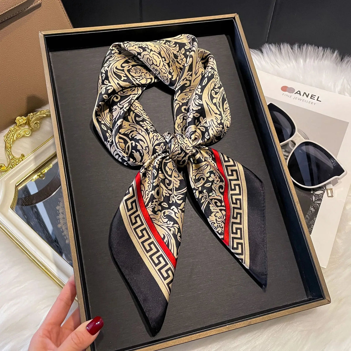 2025 Korean Satin Silk Scarf 70cm Square Women Fashion Shawl Wrap Neckerchief New Elegant