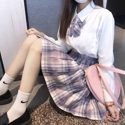 Japanese Bow Tie Skirt Set Student Pleated Skirt Jk Uniform Korean School Sexy Girl Preppy Style Seifuku Japanese School Uniform