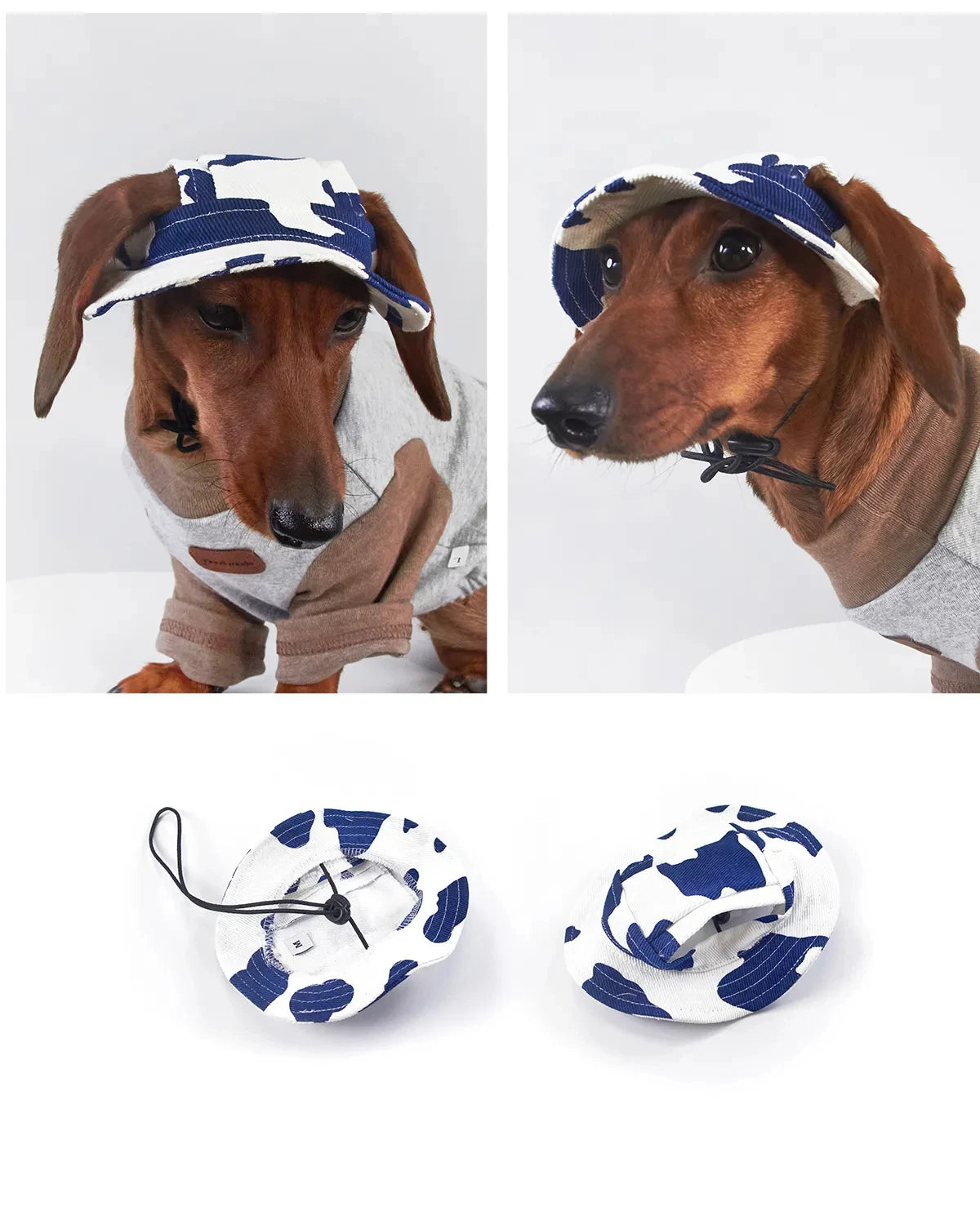 Wiener Dogs Sunscreen Hat Outdoor Hat Ear Holes Adjustable Cap for Badger Dogs Breathable Cool Hat for Small Media Dogs