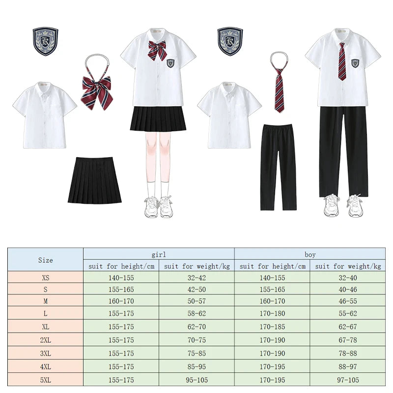 Men Women JK Uniform British Style School Uniforms Preppy Style Pleated Skirt With Bow Tie Tops Pants Chorus Poetry Cosplay