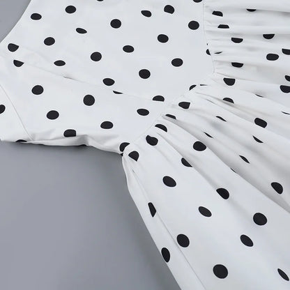 TARUXY Polka Dot Vacation Mini Dress For Women  High Waist A-line Ball Gown Dress Sleeveless Halter Neck Female Summer Fashion