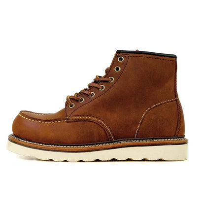 YR Best.Mens Vintage Style Leather Shoes.Good Year 1907 Quality Cowhide Boots.Motor Rider Leather Boots.Retro Casual Top Layer