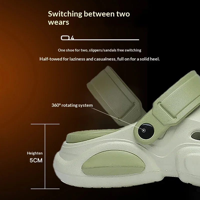 2026Summer Men's Slippers Outdoor Sandals Beach Comfortable EVA Soft Slides Clogs Casual Garden Shoes Men Indoor Home Slippers