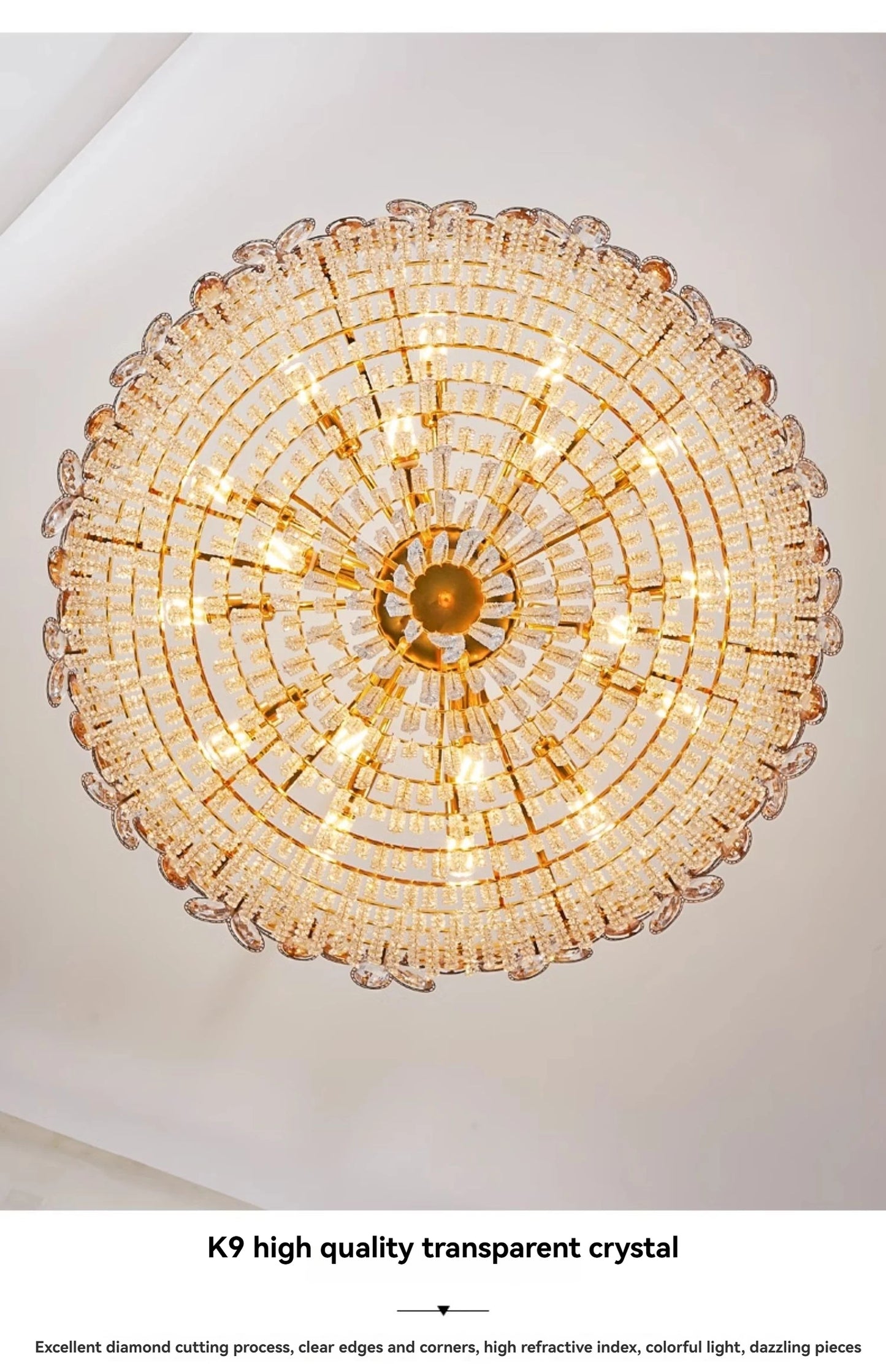 Modern Flower Crystal Tassel Chandelier Living Room Dining Room Gold Crystal Ceiling Pendant Lights Vila Lobby Lighting Fixtures