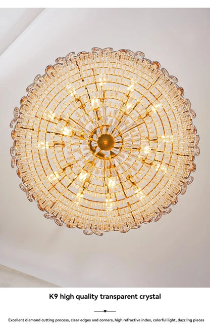 Modern Flower Crystal Tassel Chandelier Living Room Dining Room Gold Crystal Ceiling Pendant Lights Vila Lobby Lighting Fixtures