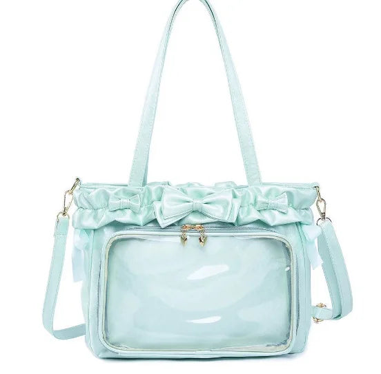 DIY Anime Badge Crossbody Shoulder Bag Subculture Ruched JK Uniform Bolso Mujer Сумки 2026 Lolita Women Ita Bags PU Clear Window