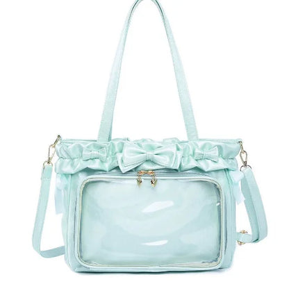 DIY Anime Badge Crossbody Shoulder Bag Subculture Ruched JK Uniform Bolso Mujer Сумки 2026 Lolita Women Ita Bags PU Clear Window