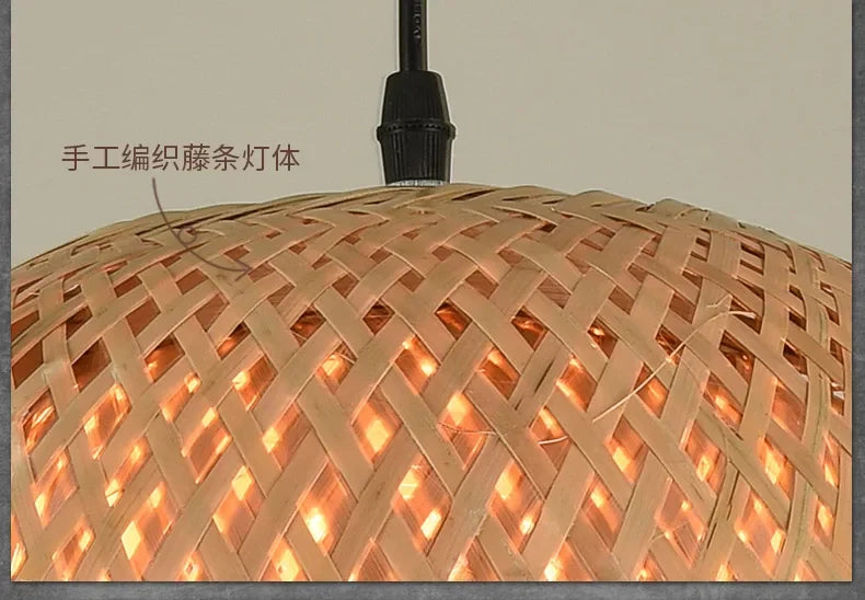 2025 Newest Bamboo Pendant Lamps Ceiling Lights Rattan Wicker Lustre Hand Knit Braiding Suspended Home Dining Braided Decor Hot