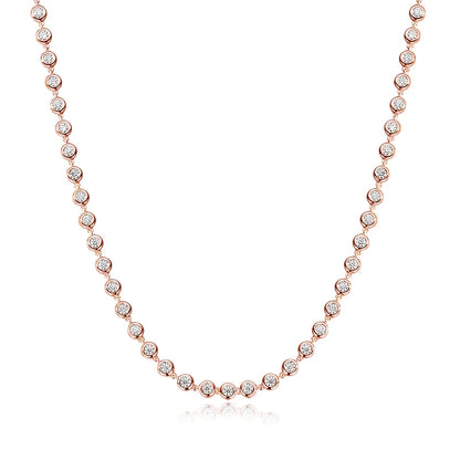 KNOBSPIN Full 3mm Round Moissanite Tennis Necklaces for Women GRA Certified s925 Sterling Silver 18k Dainty Lab Diamond Necklace