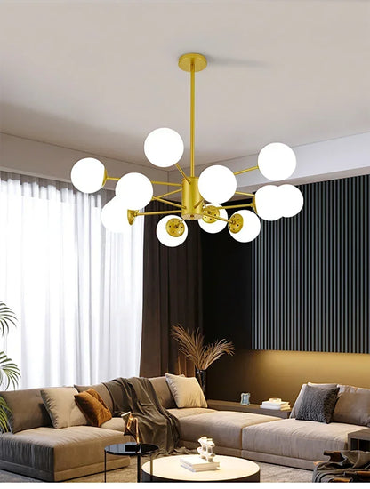 Modern Lustrous Glass Chandelier Ceiling Light Elegant Indoor Lighting for Living Room Dining Room - Luxury Room Decoration