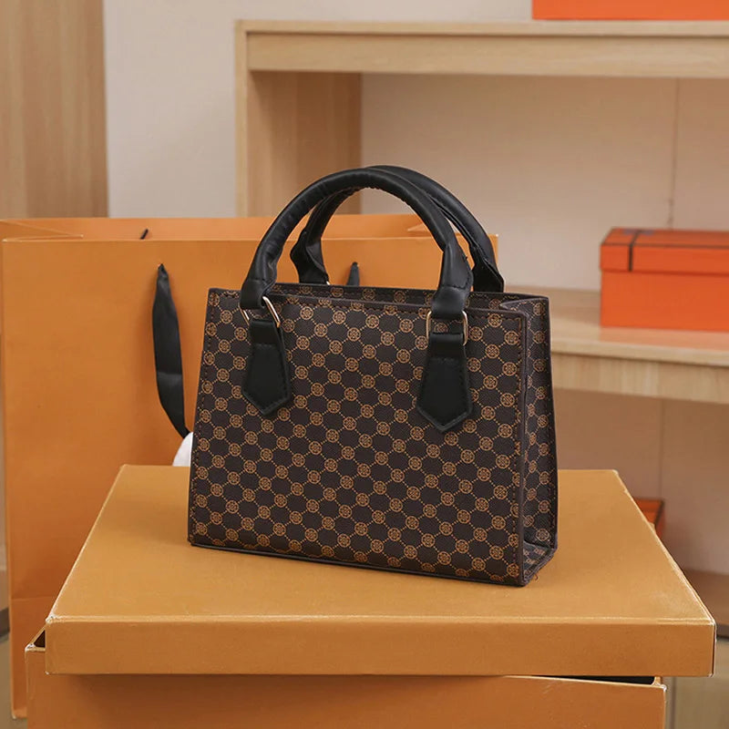 Fashion Square Small Top-handle Bags Casual Tote Pu Leather Plaid Crossbody Shoulder Bag Women Handbags For Daily Used And Gift
