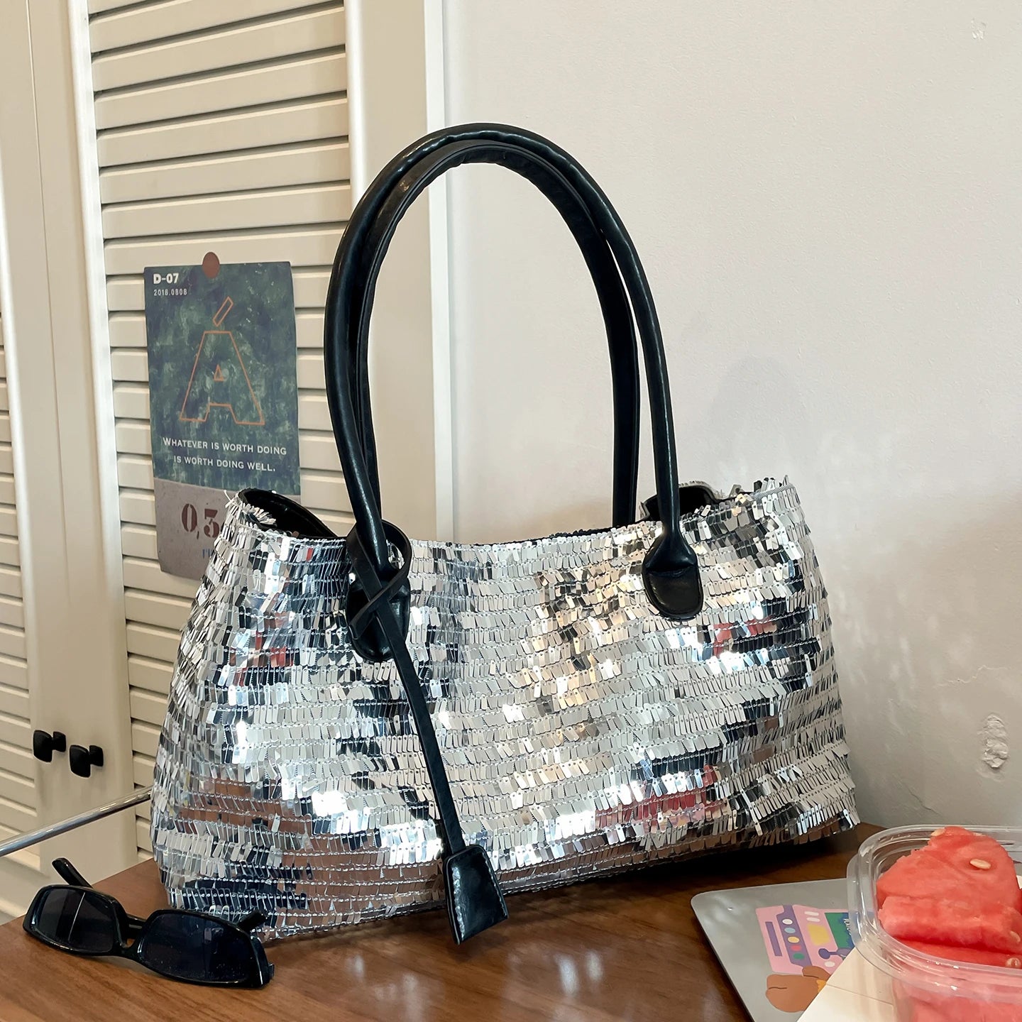 LEFTSIDE Sequins Shoulder Bags for Women 2025 Designer New Trendy Fashion Evening Party Bling Square Bag Handbags and Purses