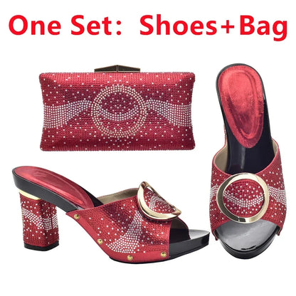 New Shoes and Bag Set African Sets Green Color Italian Shoes with Matching Bag for Women Nigerian Shoes and Bag Set for Wedding