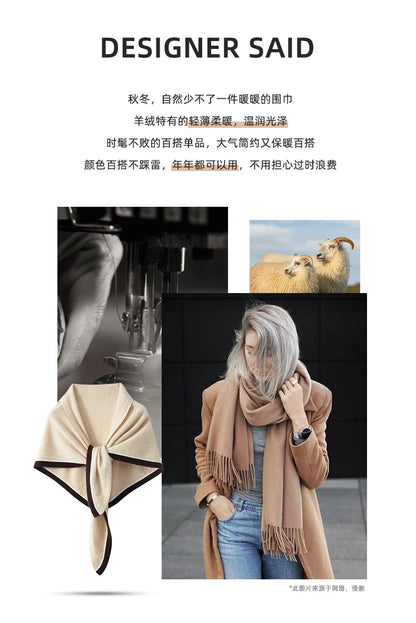 High quality triangular design women's 100% cashmere scarf fashionable shawl winter knitted warm neck protection adult scarf