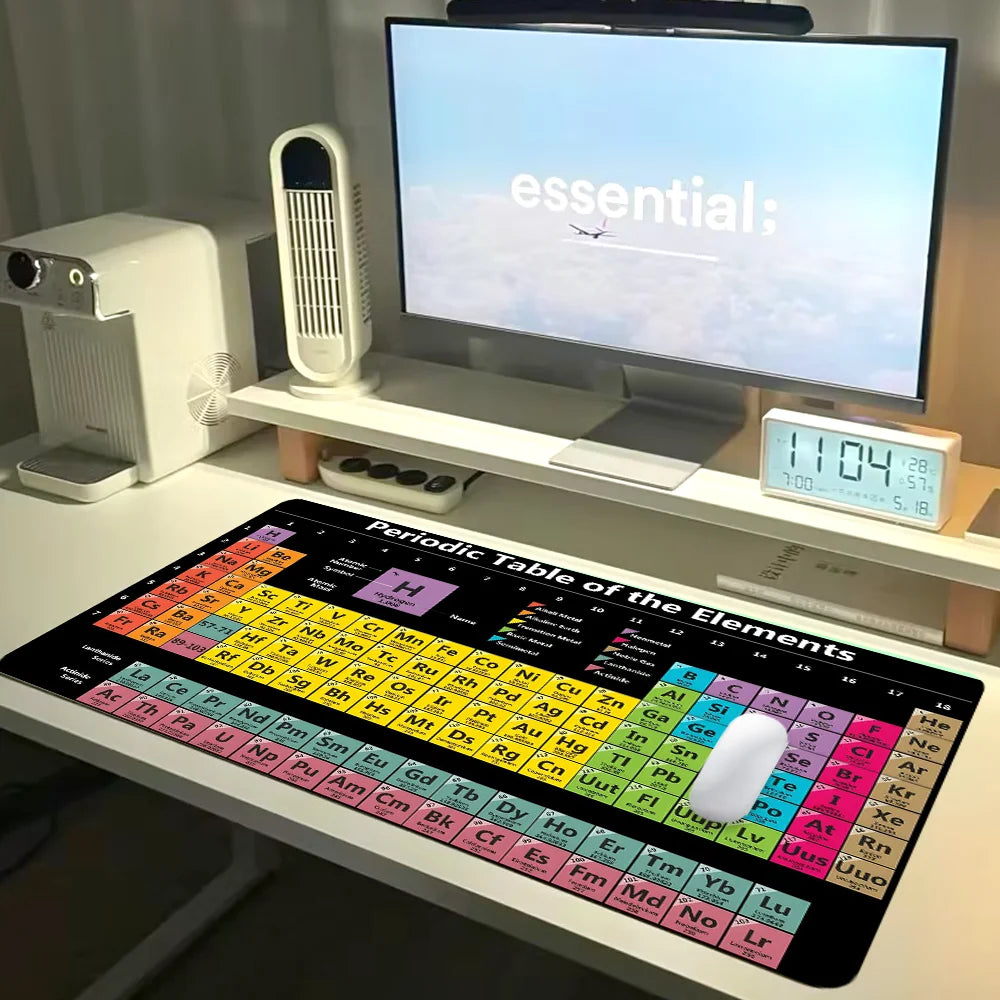 Periodic Table Mouse Pad Color Gaming Mousepad Offices Accessories Laptop Office Rubber Non-Slip Rubber Stitched Edge Deskpad