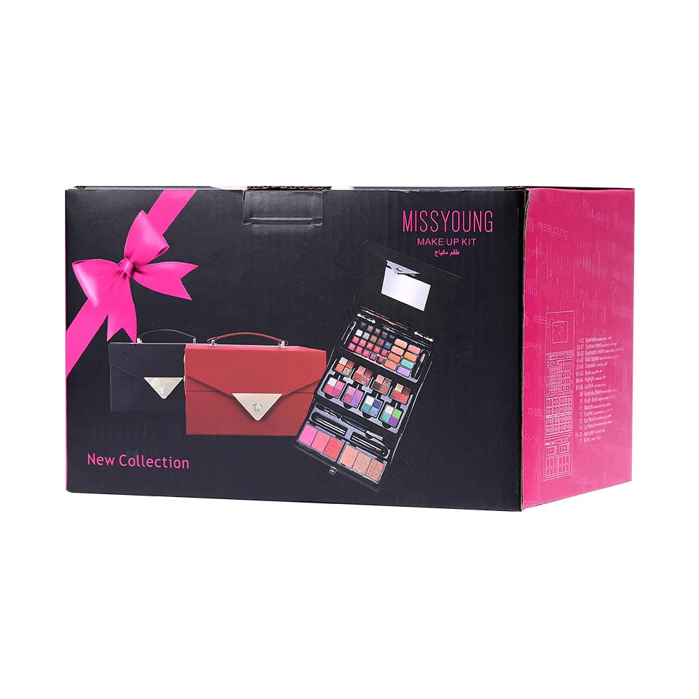 Portable Makeup Case Set Eyeshadow Lipstick Eyeliner Lip Liner Blush Complete Facial Cosmetic Kit, Ideal Holiday Gift Makeup Set