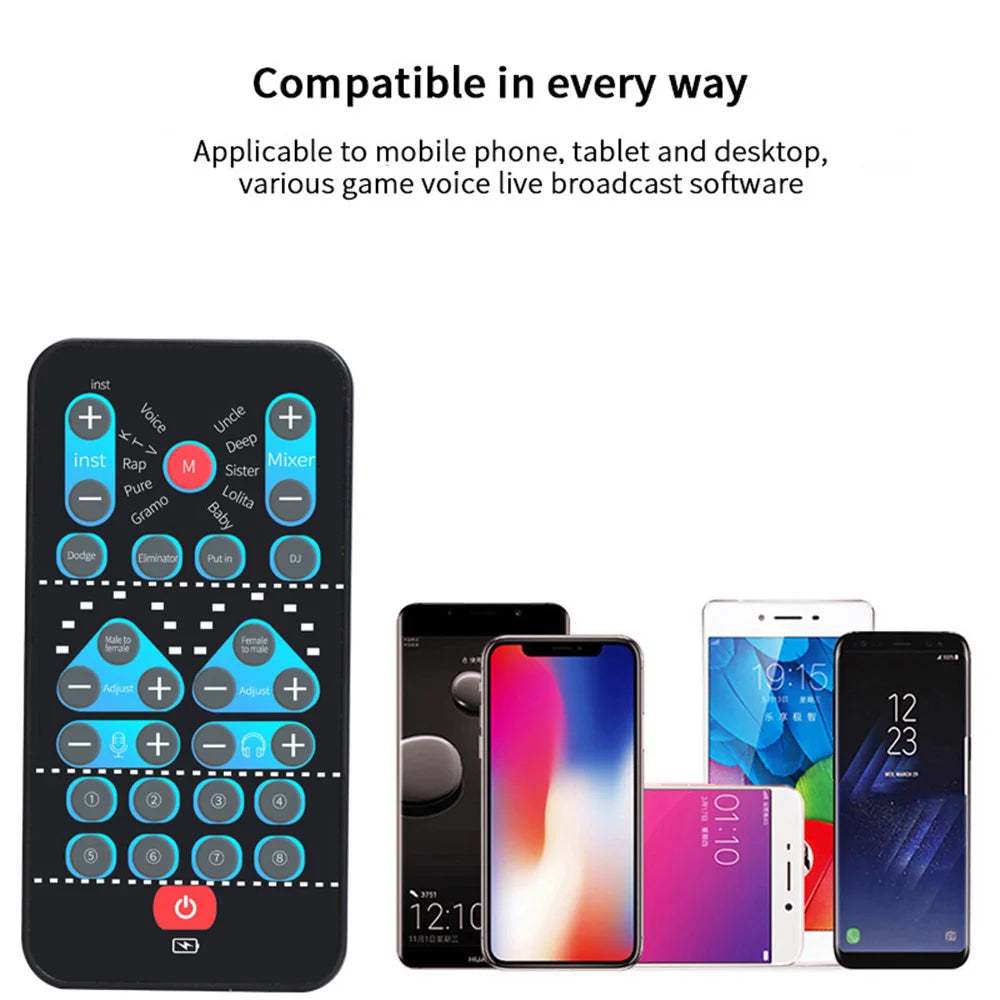 M10 Voice Changer Device Karaoke Function Male Female Voice Switch Universal Portable Sound Changer Card Fine Tuning for Live