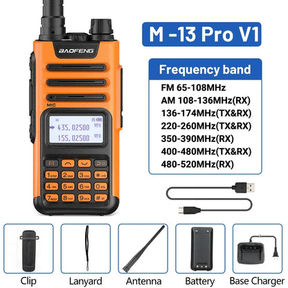 BaoFeng M 13 Pro Walkie Talkie AM FM Radio Wireless Copy Frequency Type-C Charger Long Range UV K5 Ham Two Way Radio