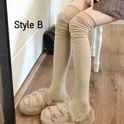 Spring Fall Knee High Stockings for Women White Vertical Stripe Long Socks Fashion Girls JK Skinny Boots Sock Japanese Style