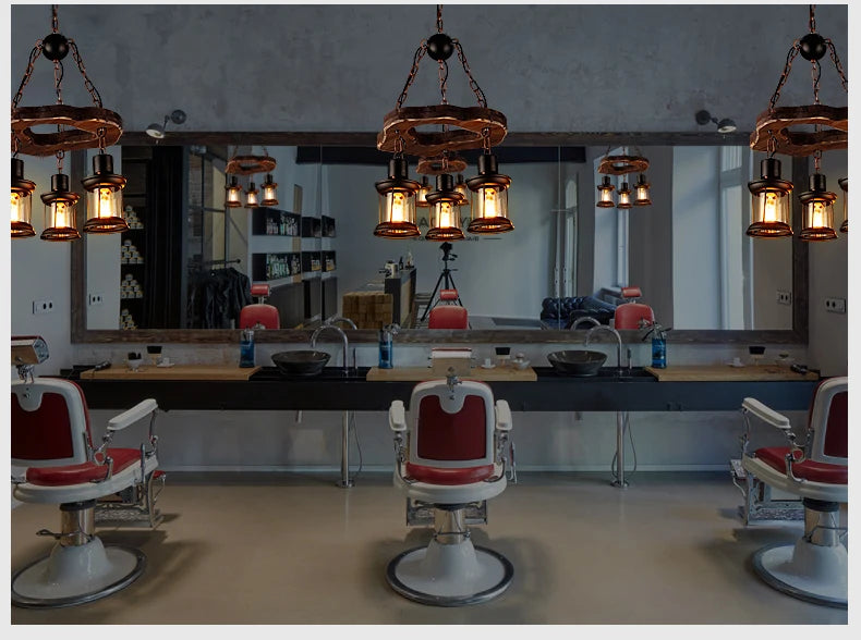 Classical Industrial Iron LED Wheel Pendant lights Metallic lustre Hanging Lamps Bar decoration Suspend Lamps Cafe Pendend Lamps