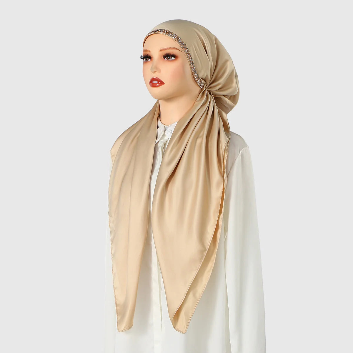 New Muslim Satin Silk Instant Hijabs Scarf Printed Turban Thick Hijab Cap Night Cap Women Ramadan Elastic Satin Hair Bonnet Eid