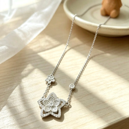 S925 Silver Butterfly Flower Pendant Women's Necklace AAAAA+ Sparkling Zircon High quality Luxury Wedding Party Exquisite Gift