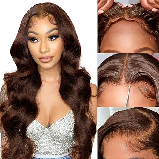Wear And Go Glueless Human Hair Wig ISEE Hair Body Wave Lace Front Wig #4 Chocolate Brown Colored Wigs Lace Closure Wigs