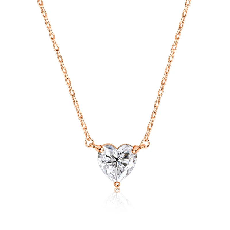 Smyoue 1CT 2CT 3CT Heart Cut Certified Moissanite Necklace for Women 18k Gold Plated Jewelry Sterling Silver S925 Pendant Chain