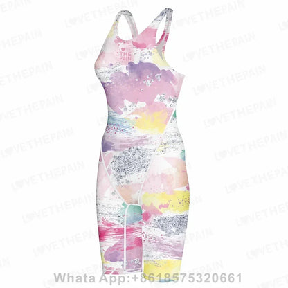 Women Open Back Kneeskin Tech Suit Swimsuit Competition Training Neck to Knee Swimsuit One-piece Jumpsuit Professional Swimsuit