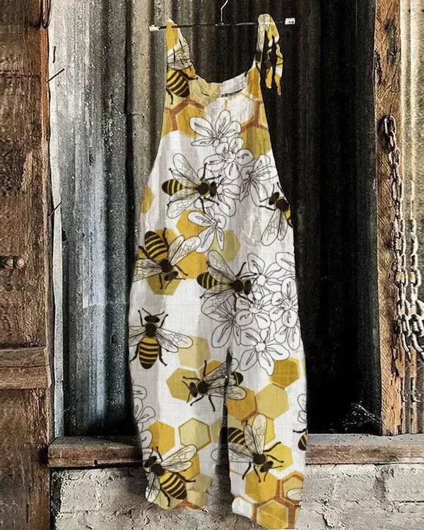 Vintage Style Jumpsuit Women Casual Floral Rompers Loose Boho Casual Jumpsuits Sleeveless Print Strappy Jumpsuit 2024 New