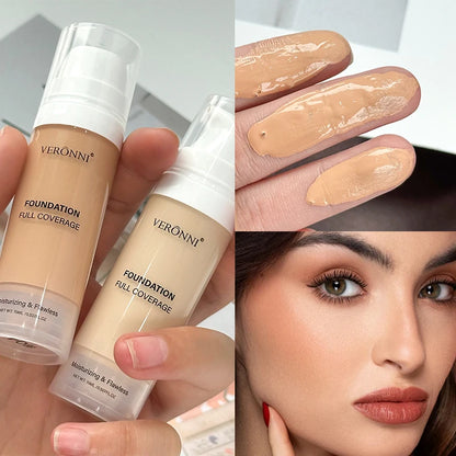 3-Piece Beginner Face Makeup Kit-Matte Waterproof Foundation,Hydrating Primer,Oil-Control Loose Powder,Full Coverage Concealer